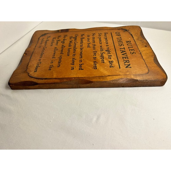 Vintage MCM Rules of this Tavern Wood Plaque Wall Hanging 11"x16" Country Charm - Picture 8 of 9